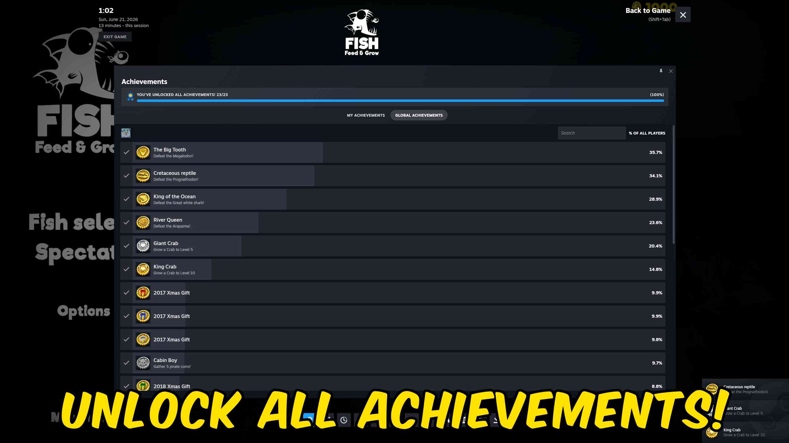 Feed and Grow: Fish — Achievement Unlocker (screenshot 2)